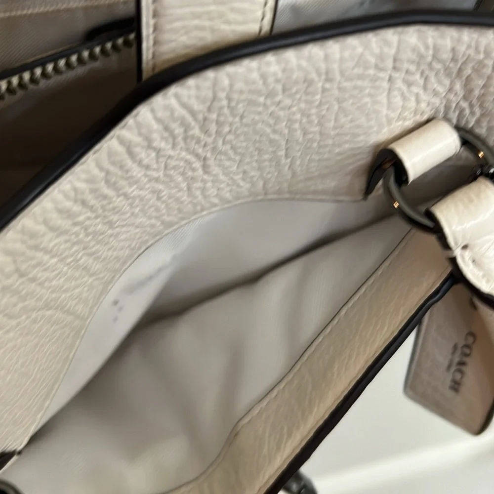 Coach Mercer Satchel 24 Bandana Rivets Chalk F55634 - Picture 5 of 15